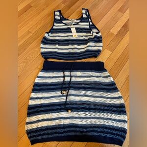 Striped Knit Tank and Skirt cover up Set